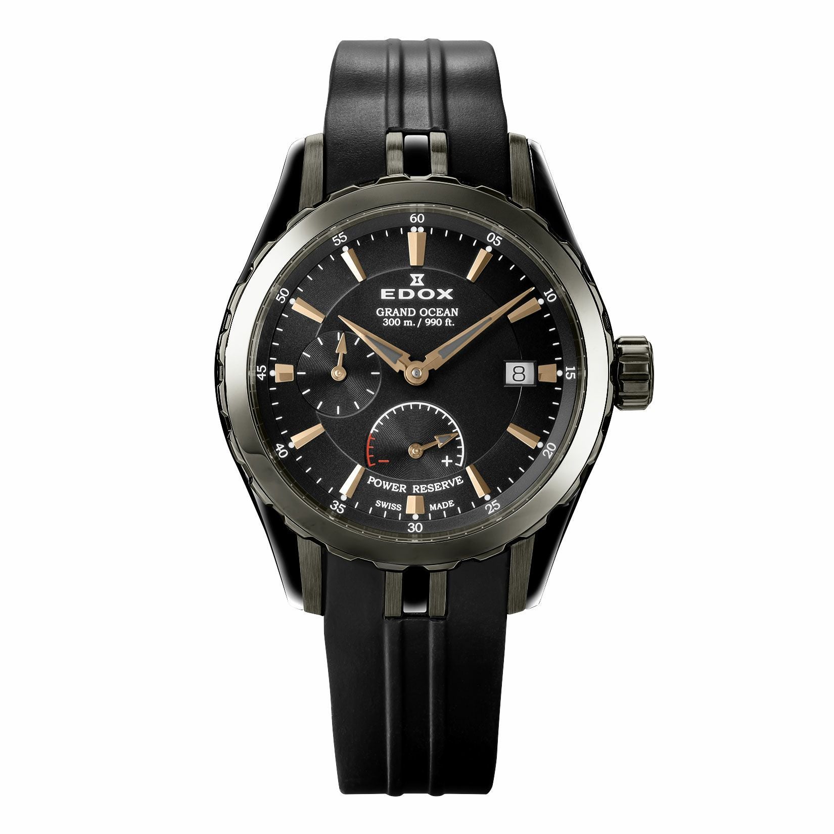 EDOX GRAND OCEAN 自動巻き時計 黒金 グランドオーシャン クロノグラフ オートマチック 01123-37J5-NID5